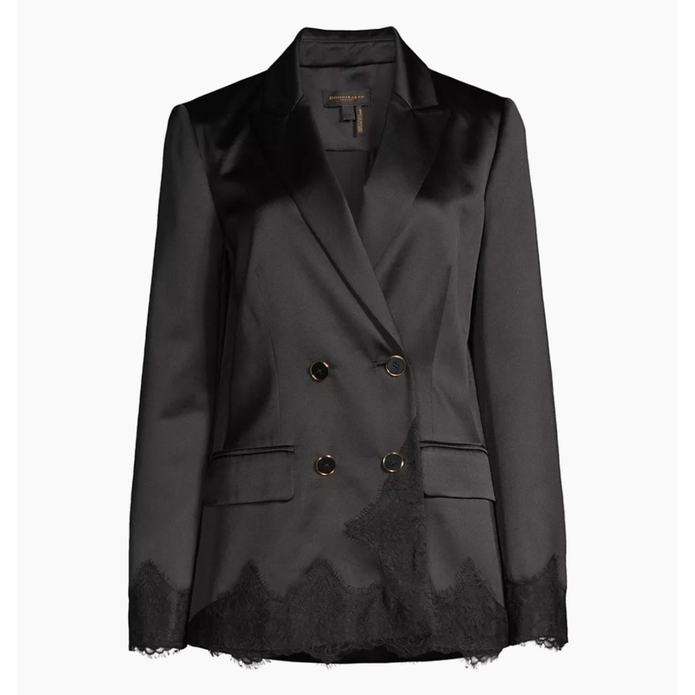 🔥Donna Karan Double-Breasted Lace & Satin Blazer|Jacket